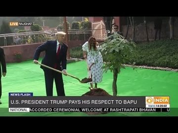 President Trump, Melania Trump plant a tree at Rajghat
