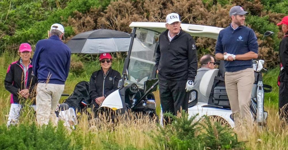 Trump in Scotland outing appears to debut armored ‘Golf Force One’ golf cart