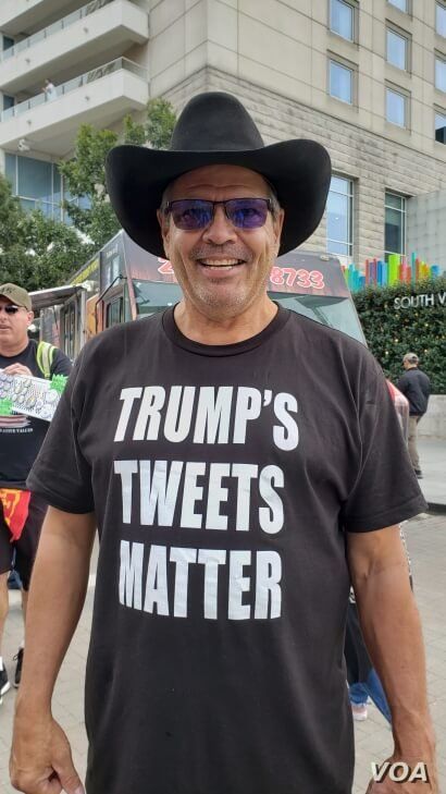 Gayle Roberts from Wyoming, attending his 8th Trump rally.