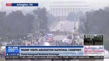 PRESIDENT TRUMP'S MOTORCADE ARRIVES AT ARLINGTON NATIONAL CEMETERY