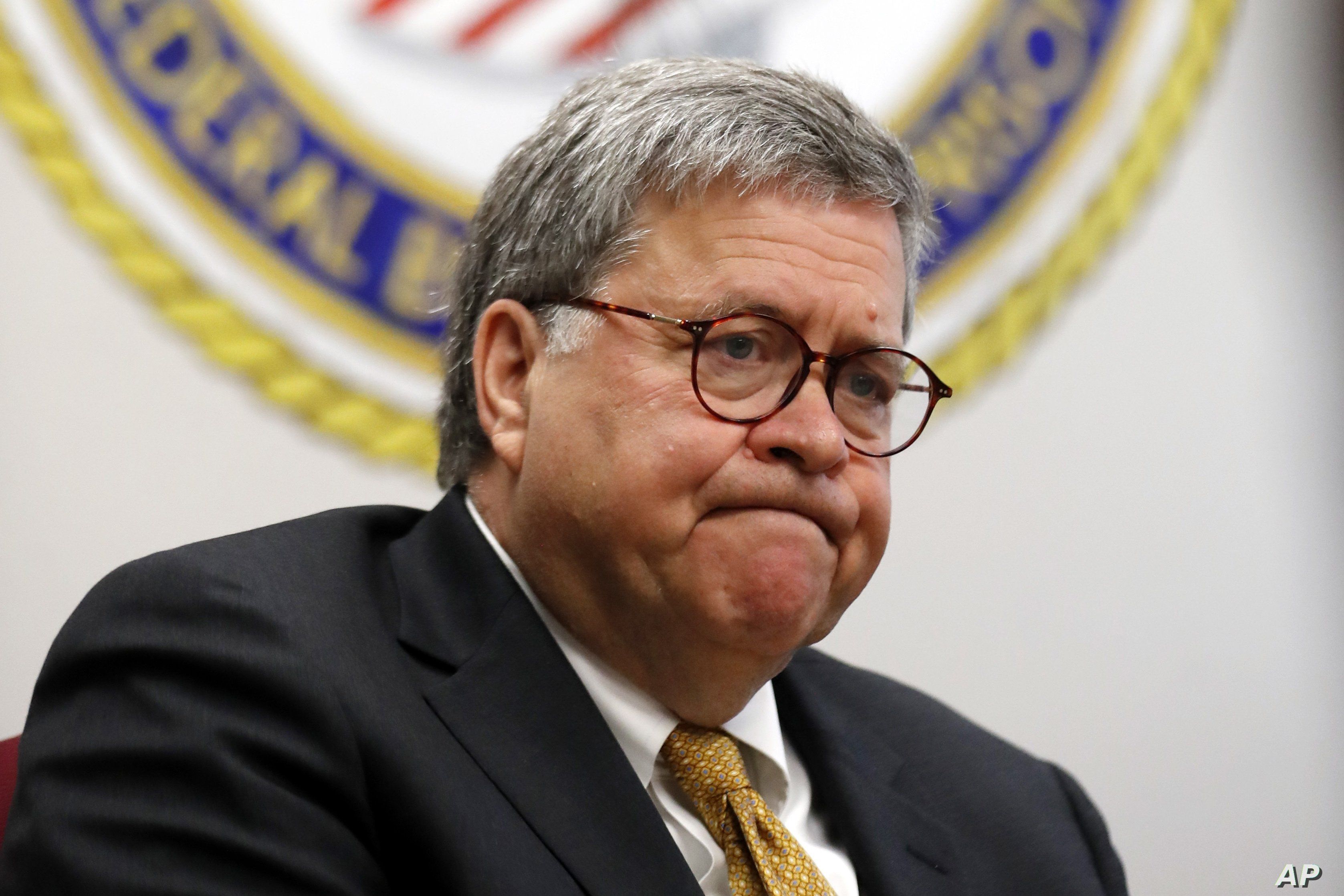 FILE - Attorney General William Barr speaks at a federal prison in Edgefield, S.C. The Justice Department says it will execute federal death row inmates for the first time since 2003. Five inmates will be executed starting in December.