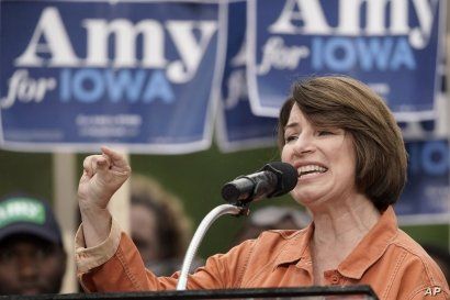 Democratic presidential candidate Sen. Amy Klobuchar, D-Minn. speaks at the Polk County Democrats Steak Fry, in Des Moines, Iowa, Saturday, Sept. 21, 2019. (AP Photo/Nati Harnik)