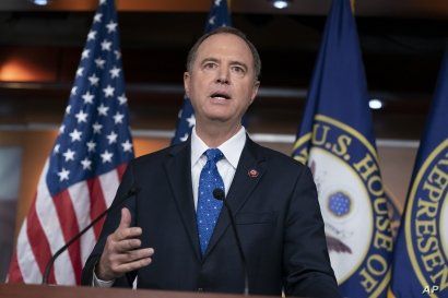 House Intelligence Committee Chairman Adam Schiff, D-Calif., talks to reporters about a transcript of a call between President Donald Trump and Ukrainian President Voldymyr Zelenskiy, at the Capitol in Washington, Sept. 25, 2019.