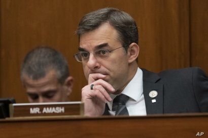 Rep. Justin Amash listens during a House committee hearing on Capitol Hill in Washington, June 12, 2019.