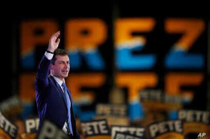 Democratic presidential candidate Pete Buttigieg speaks at a campaign rally late Saturday, Feb. 22, 2020, in Denver. (AP Photo…