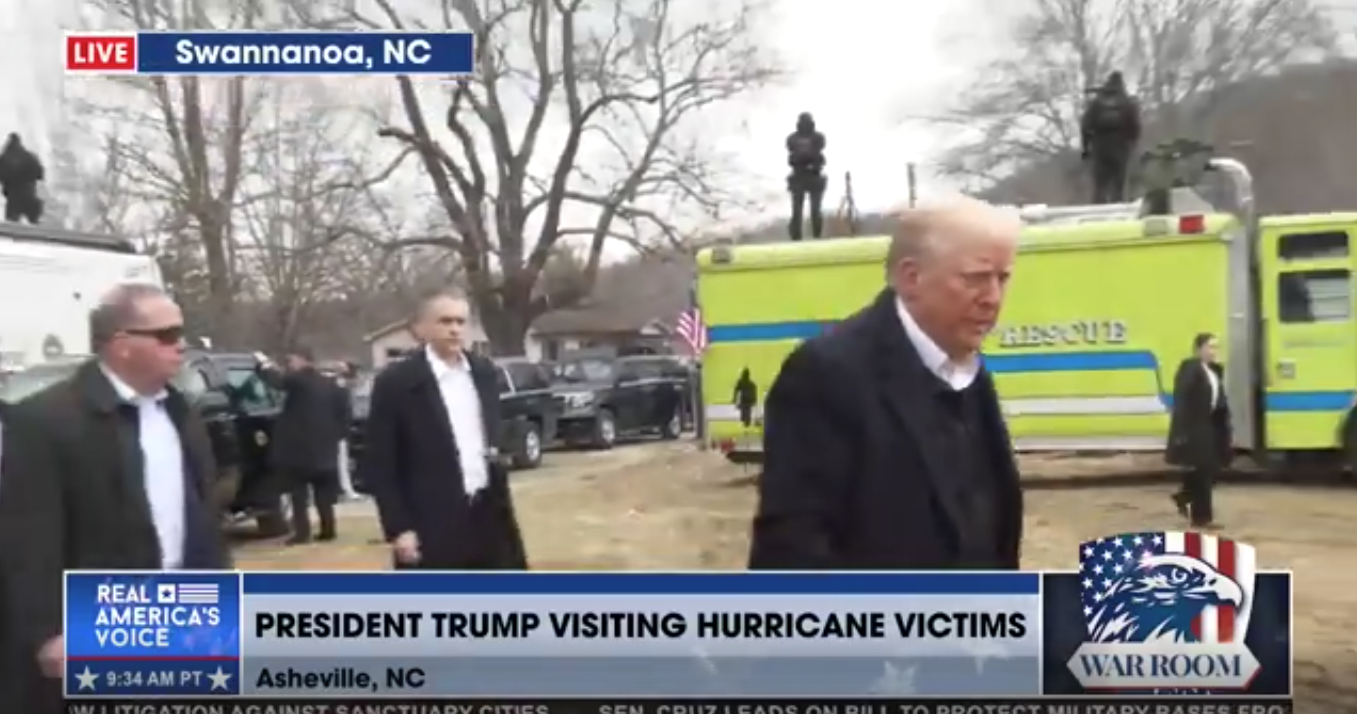 PRESIDENT TRUMP AND FIRST LADY ARRIVE AT DEVASTATION IN NC