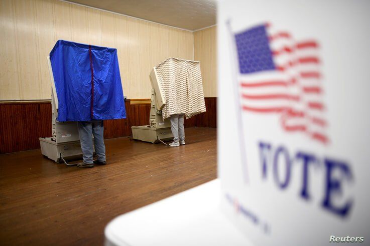 Voters cast their ballots in state and local elections at Pillow Boro Hall in Pillow, Pennsylvania, Nov. 5, 2019. 