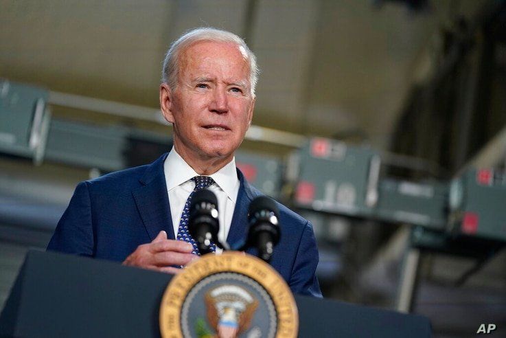 President Joe Biden speaks at Tidewater Community College, Monday, May 3, 2021, in Portsmouth, Va. Biden and the first lady are…