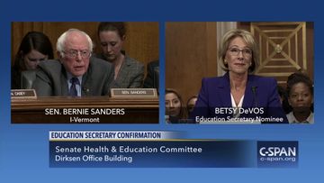 Exchange between Sen. Bernie Sanders and Betsy DeVos (C-SPAN)
