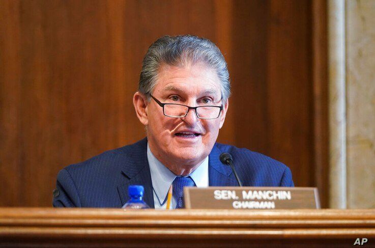 Sen. Joe Manchin, D-W.Va., speaks during a Senate Committee on Energy and Natural Resources hearing on the nomination of Rep…