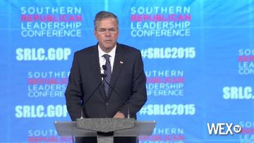 Jeb Bush speaks to the crowd at SRLC in Oklahoma City