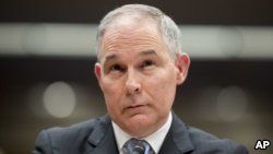 FILE - Environmental Protection Agency Administrator Scott Pruitt appears before a Senate Appropriations subcommittee on the Interior, Environment, and Related Agencies on budget on Capitol Hill in Washington, May 16, 2018. 