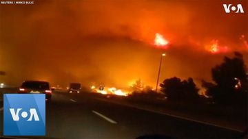 Dramatic Video Shows Wildfires Next to Road in Croatia