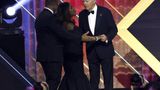 Rep. Terri Sewell pulls away from Biden as he leans in to greet her at CBC awards dinner