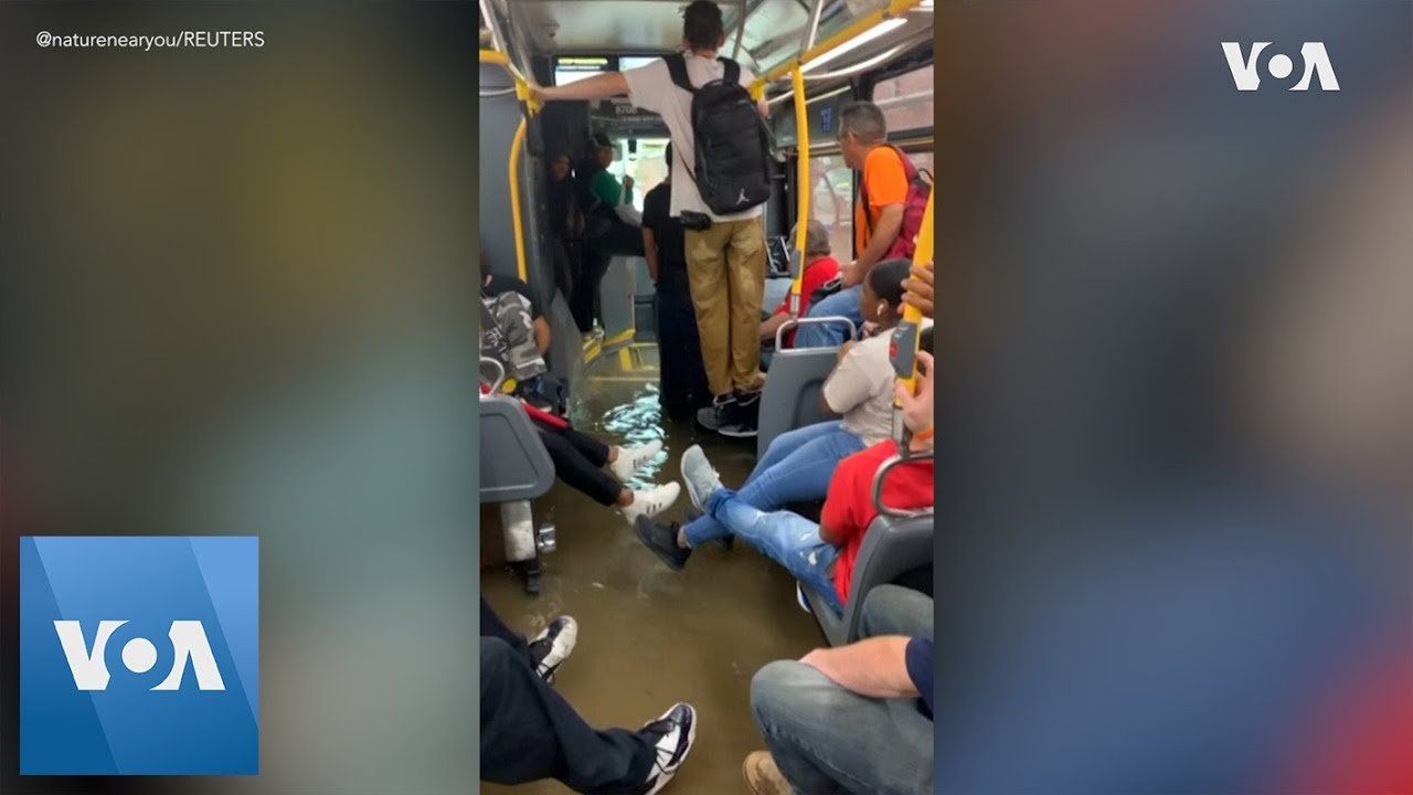 Floodwaters Seep in New York Bus Following Storms