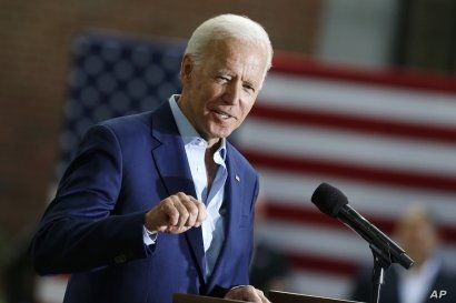 Democratic presidential candidate former Vice President Joe Biden speaks during a campaign event at Keene State College in Keene, N.H., Aug. 24, 2019.