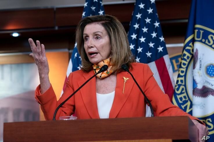 Speaker of the House Nancy Pelosi, D-Calif. speaks during a news conference Thursday, Sept. 24, 2020 on Capitol Hill in…