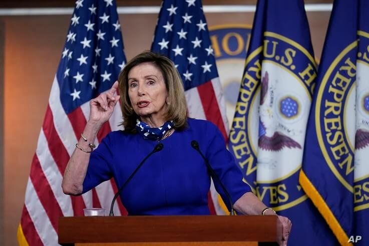 Speaker of the House Nancy Pelosi, D-Calif., speaks during a news conference at the Capitol in Washington, Thursday, Aug. 27, 2020.