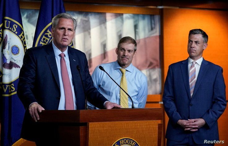 U.S. House Minority Leader Kevin McCarthy (R-CA) announces the withdrawal of his nominees to serve on the special committee…